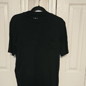 LOFT Black Short Sleeve Tee Classic Crew Neck